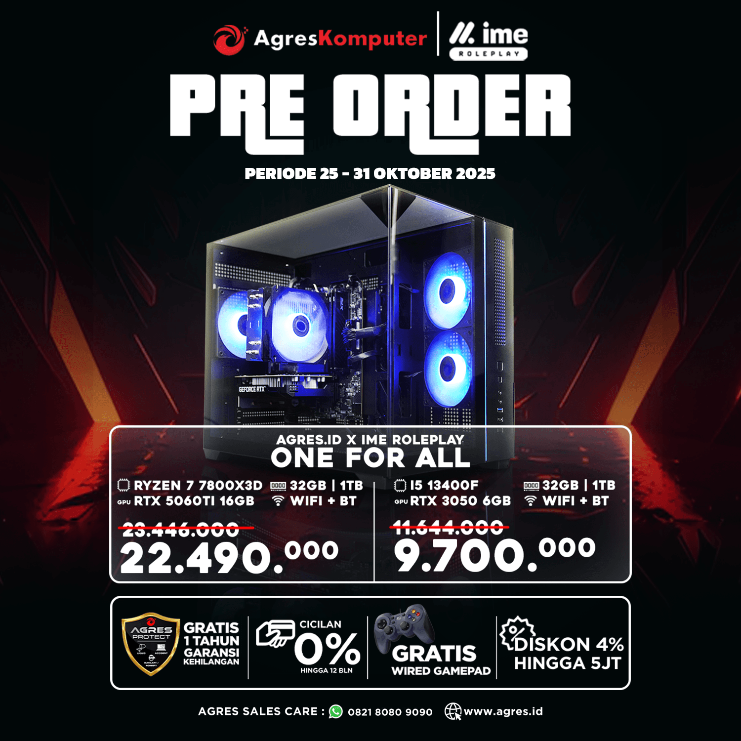 AGRES X IME ROLEPLAY ONE FOR ALL INTEL I5 13400F RTX 5050 8G/ 32GB 1TB WIFI + BT RAKITAN PC GAMING