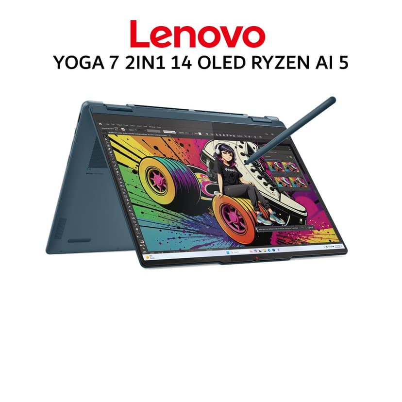 LENOVO YOGA 7 2IN1 14 RYZEN AI 5 340 24GB 1TB W11+OHS+M365B 14.0WUXGA OLED PEN 3Y PREM+3ADP TEAL -53ID