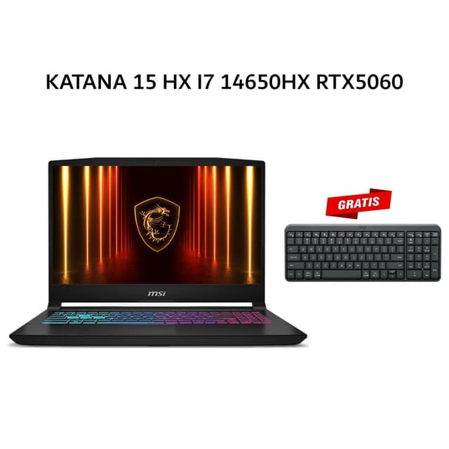MSI KATANA 15 HX I7 14650HX RTX5060 8GB/ 16GB 512GB W11+OHS 15.6QHD 165HZ 100DCIP3 4ZRGB 2Y+ADP BLK -B14WFK.092