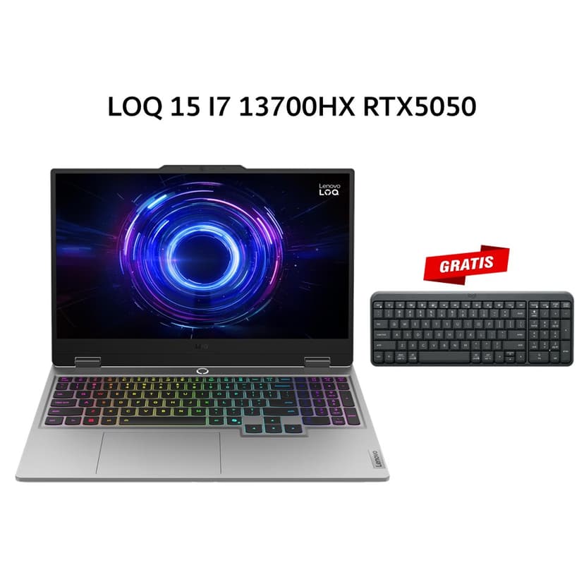 LENOVO LOQ 15 I7 13700HX RTX5050 8GB/ 16GB 512GB W11+OHS+M365B 15.6FHD 144HZ 100SRGB 24ZRGB 2Y PREM+2ADP GRY -QDID