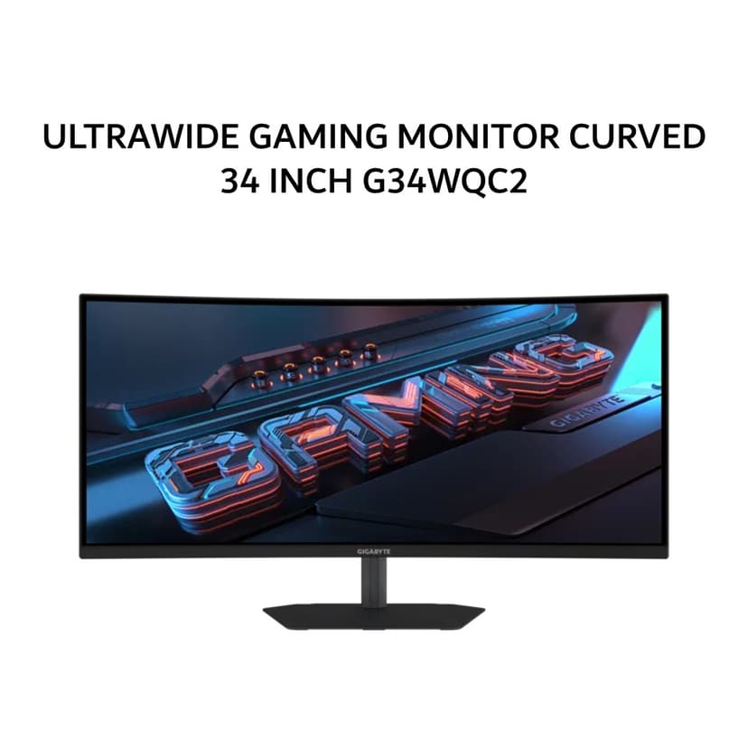 GIGABYTE ULTRAWIDE GAMING MONITOR CURVED 34 INCH G34WQC2 VA 1500R WQHD 2K 1440P 1MS 200HZ HDR400 SPEAKER TILT 3Y