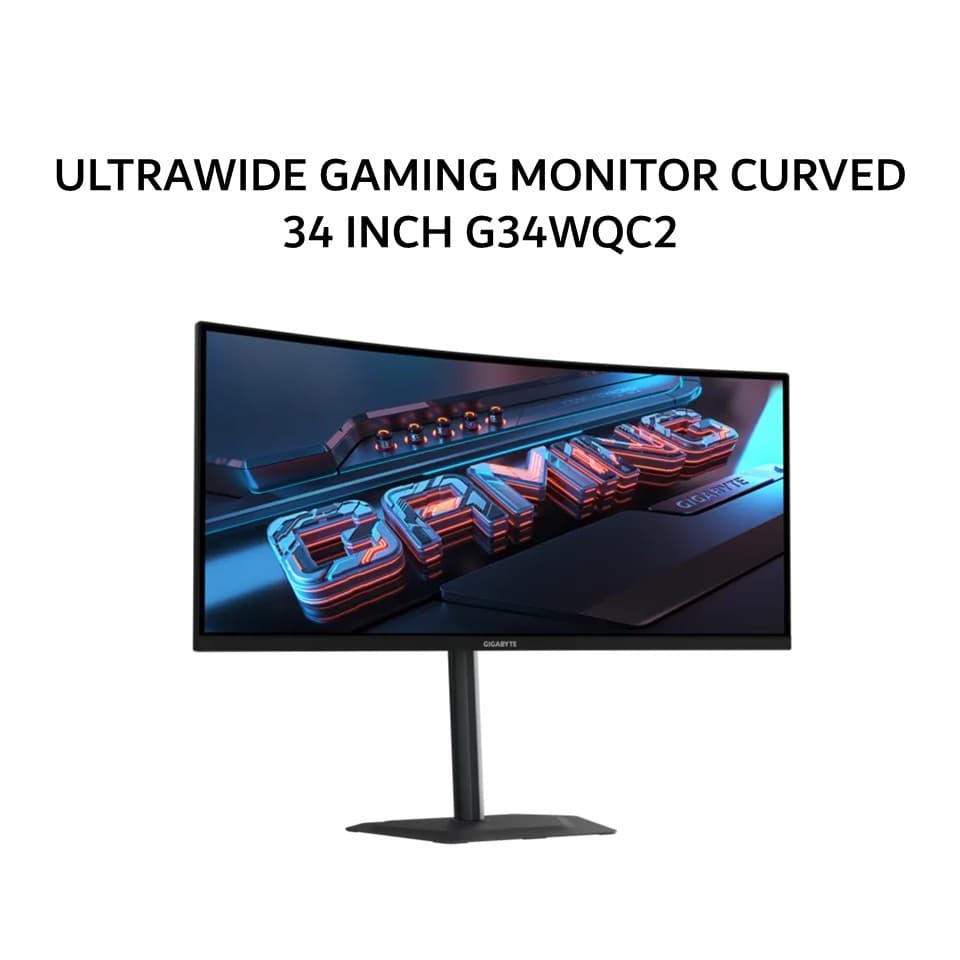 GIGABYTE ULTRAWIDE GAMING MONITOR CURVED 34 INCH G34WQC2 VA 1500R WQHD 2K 1440P 1MS 200HZ