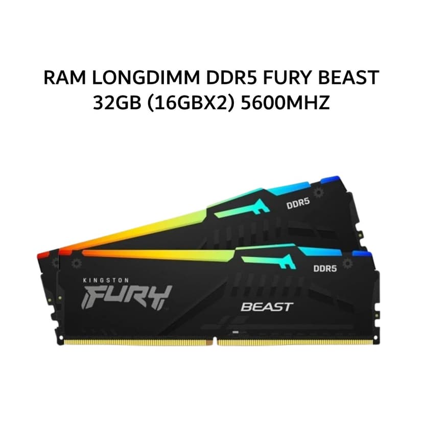 KINGSTON RAM LONGDIMM DDR5 FURY BEAST 32GB (16GBX2) 5600MHZ CL36 BLACK - KF556C36BBEK2-32