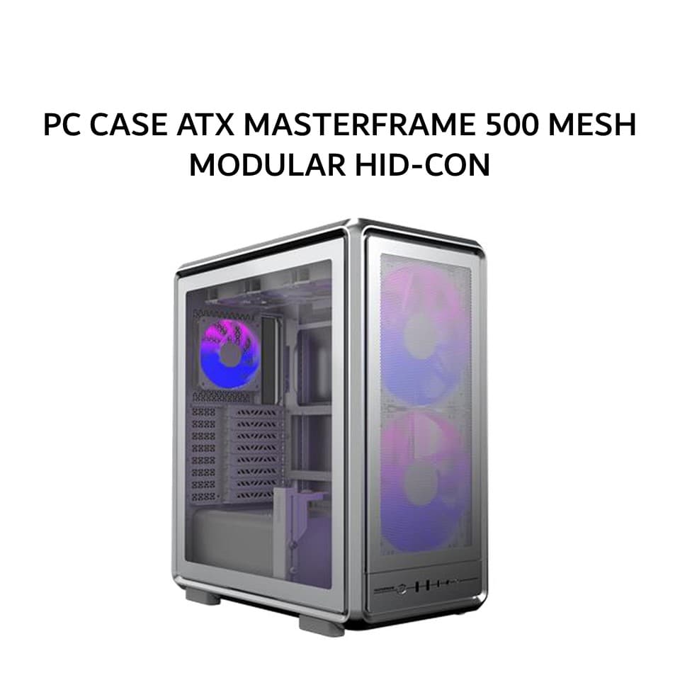 COOLER MASTER PC CASE ATX MASTERFRAME 500 MESH MODULAR HID-CON (2X 200MM SICKLEFLOW ARGB FANS + 1X 120MM ARGB FAN) SILVER 2Y