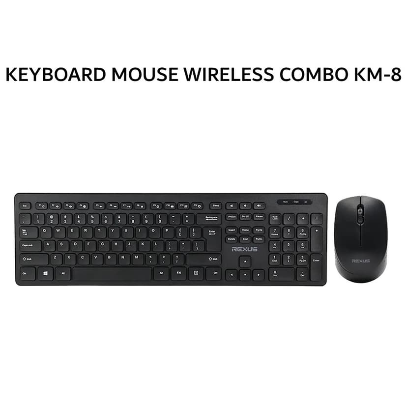 REXUS KEYBOARD MOUSE WIRELESS COMBO KM-8 - BLACK