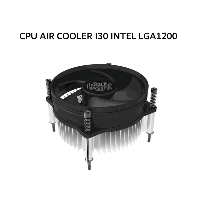 COOLER MASTER CPU AIR COOLER I30 INTEL LGA1200/1155/1151 (1X 92MM BLACK FAN) BLACK 2Y