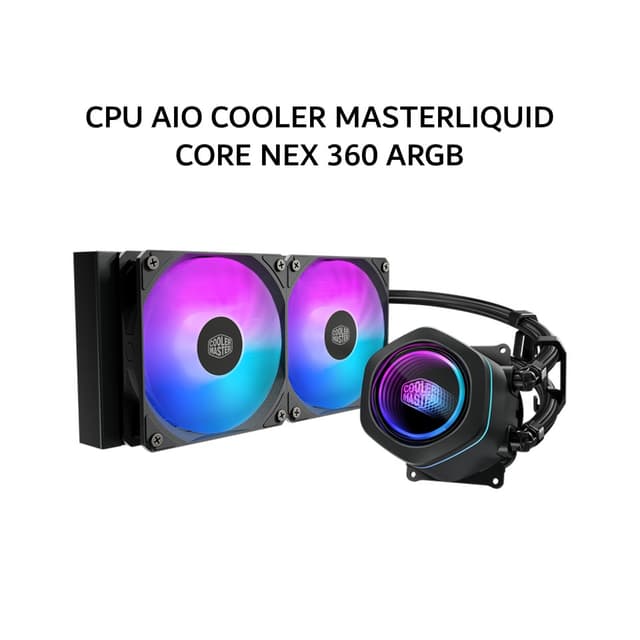 COOLER MASTER CPU AIO COOLER MASTERLIQUID CORE NEX 360 ARGB (360MM RADIATOR + 3X 120MM ARGB FANS) BLACK 5Y