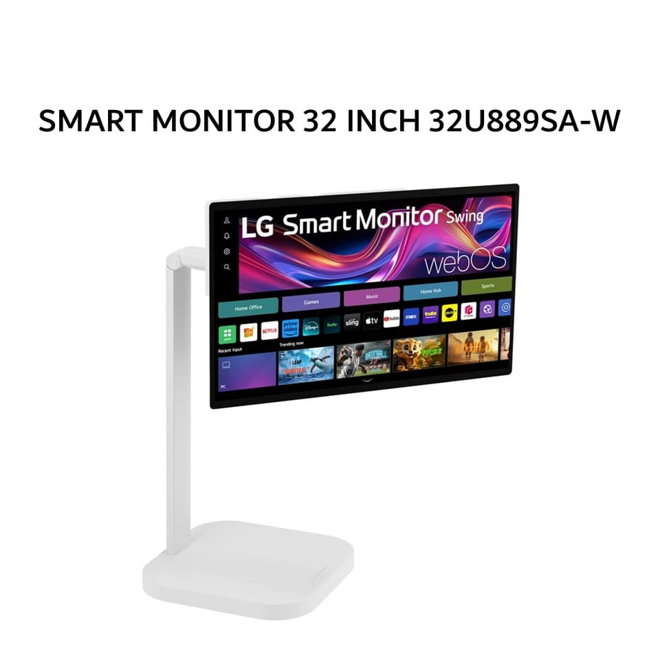 LG SMART MONITOR 32 INCH 32U889SA-W IPS 4K 2160P 5MS 60HZ USB-C TOUCH SCREEN ROLLING STAND SPEAKER ERGONOMIC WEBOS WHITE 3Y