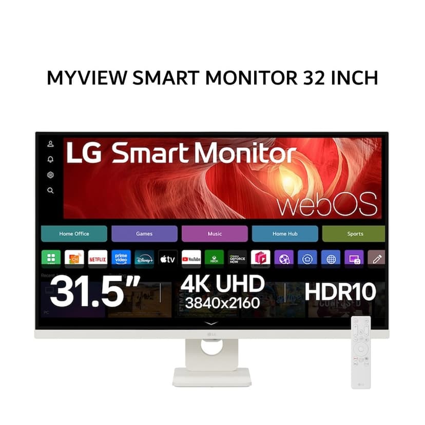 LG MYVIEW SMART MONITOR 32 INCH 32U721SA-W VA UHD 4K 2160P 5MS 60HZ HDR10 USB-C SPEAKER WEBOS WHITE 3Y