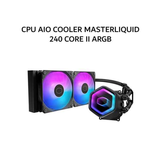 COOLER MASTER CPU AIO COOLER MASTERLIQUID 240 CORE II ARGB (240MM RADIATOR + 2X 120MM ARGB FANS) BLACK 5Y