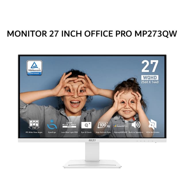 MSI MONITOR 27 INCH OFFICE PRO MP273QW E2 IPS WQHD 2K 1440P 1MS 100HZ HDR 400 SPEAKER WHITE 3Y