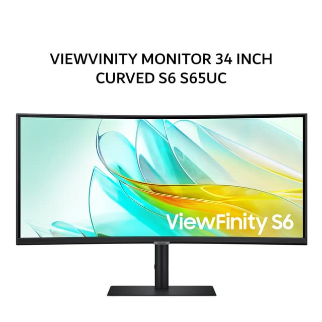 SAMSUNG VIEWVINITY MONITOR 34 INCH CURVED S6 S65UC VA ULTRA WQHD 1440P 5MS 100HZ USB-C LAN HDR10 BLACK SPEAKER 1Y PART + 3Y SERVICE