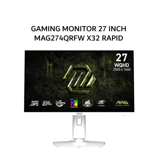 MSI GAMING MONITOR 27 INCH MAG274QRFW X32 RAPID IPS WQHD 2K 1440P 0.5MS 320HZ HDR400 ERGONOMIC 3Y