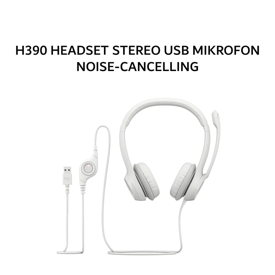 LOGITECH H390 HEADSET STEREO USB MIKROFON NOISE-CANCELLING - OFF WHITE