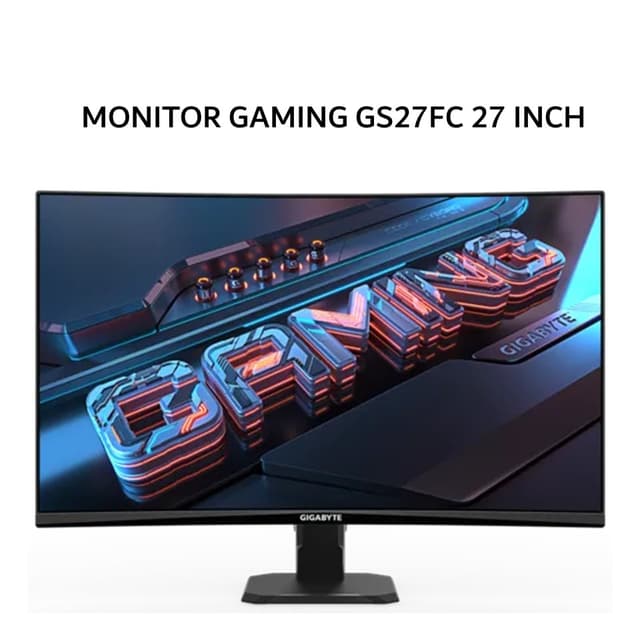 GIGABYTE MONITOR GAMING GS27FC 27 INCH VA 1500R FHD 1080P 1MS 180HZ HDR TILT 3Y