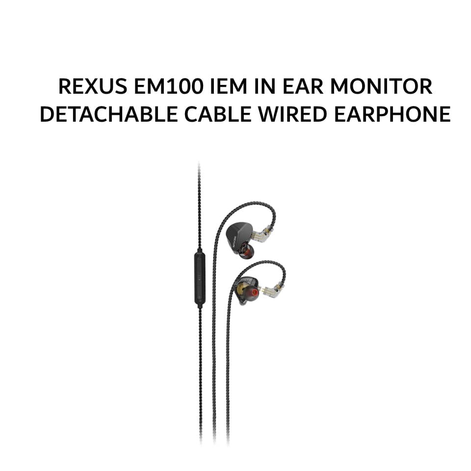 REXUS EM100 / EM-100 IEM IN EAR MONITOR DETACHABLE CABLE WIRED EARPHONE HEADSET DYNAMIC DRIVER - GREY