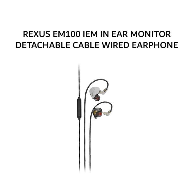 REXUS EM100 / EM-100 IEM IN EAR MONITOR DETACHABLE CABLE WIRED EARPHONE HEADSET DYNAMIC DRIVER - SILVER