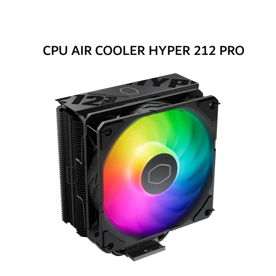 COOLER MASTER CPU AIR COOLER HYPER 212 PRO (1X 120MM ARGB FAN + 4 HEATPIPES) BLACK 2Y