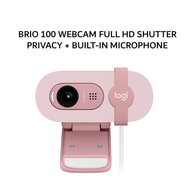 LOGITECH BRIO 100 WEBCAM FULL HD SHUTTER PRIVACY + BUILT-IN MICROPHONE - ROSE