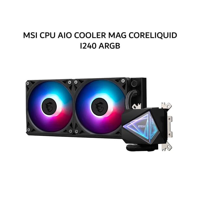 MSI CPU AIO COOLER MAG CORELIQUID I240 ARGB (240MM RADIATOR + 2X 120MM ARGB FANS) BLACK 3Y