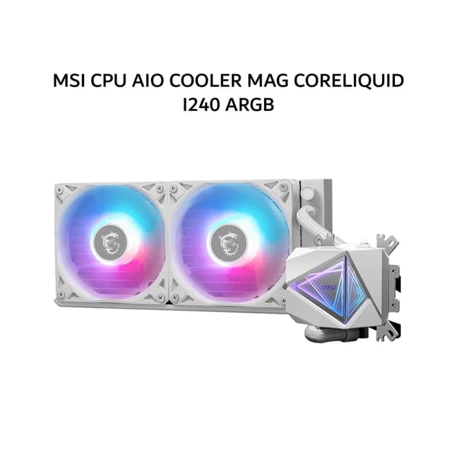 MSI CPU AIO COOLER MAG CORELIQUID I240 ARGB (240MM RADIATOR + 2X 120MM ARGB FANS) WHITE 3Y
