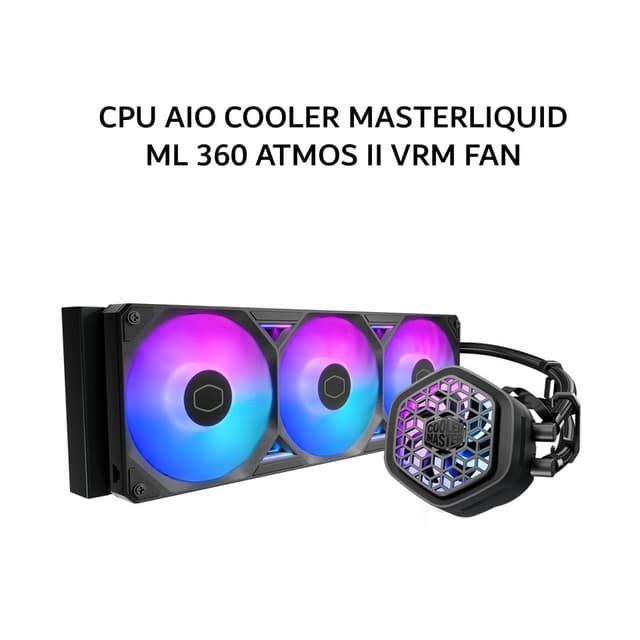 COOLER MASTER CPU AIO COOLER MASTERLIQUID ML 360 ATMOS II VRM FAN (360MM RADIATOR + 3X 120MM SICKLEFLOW EDGE ARGB) BLACK 6Y