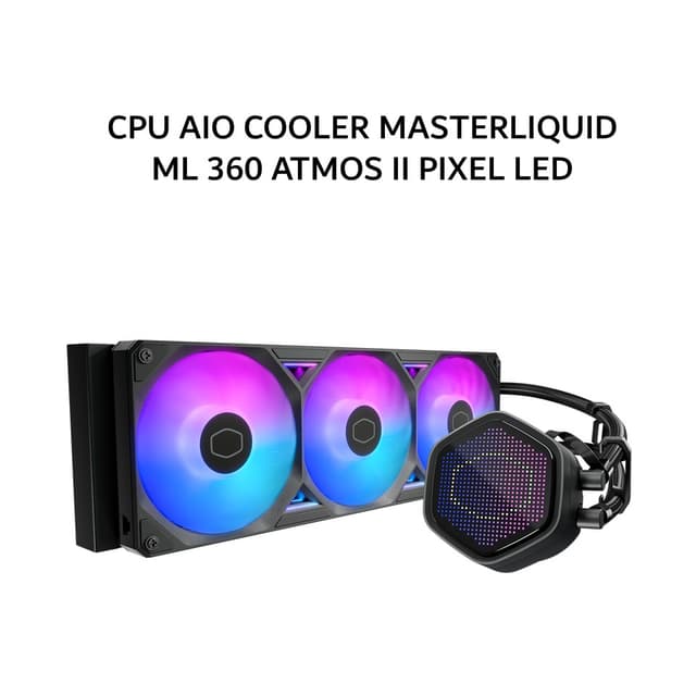 COOLER MASTER CPU AIO COOLER MASTERLIQUID ML 360 ATMOS II PIXEL LED (360MM RADIATOR + 3X 120MM SICKLEFLOW EDGE ARGB + PIXEL DISPLAY) BLACK 6Y