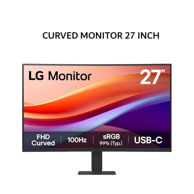 LG MONITOR CURVED 27 INCH 27U421A-B VA FHD 1080P 5MS 100HZ USB-C BLACK 3Y