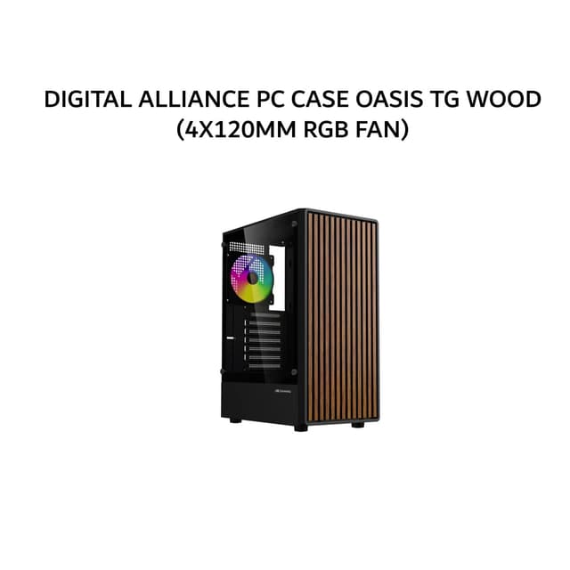DIGITAL ALLIANCE PC CASE OASIS TG WOOD (4X120MM RGB FAN) 1Y