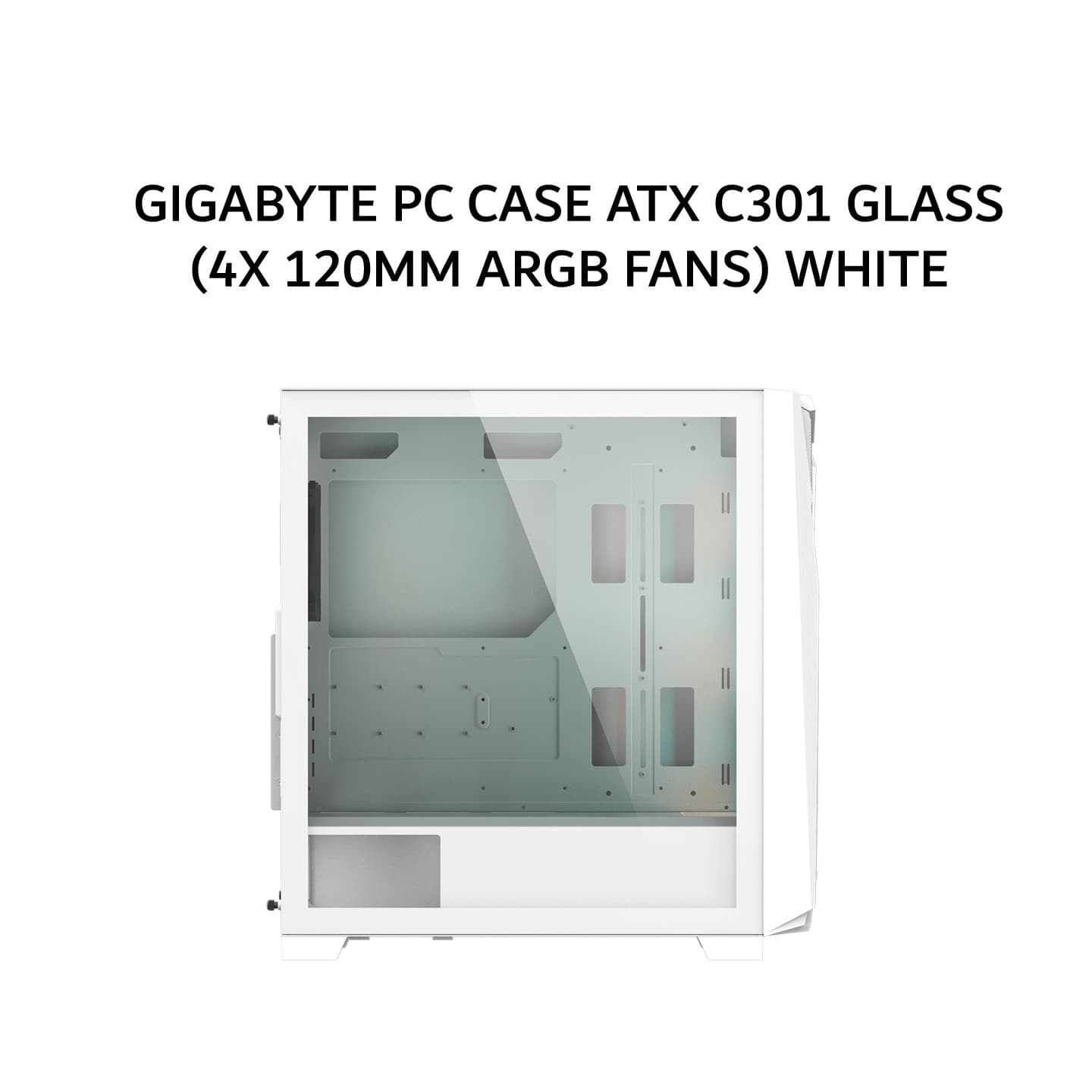 GIGABYTE PC CASE ATX C301 GLASS (4X 120MM ARGB FANS) WHITE 2Y
