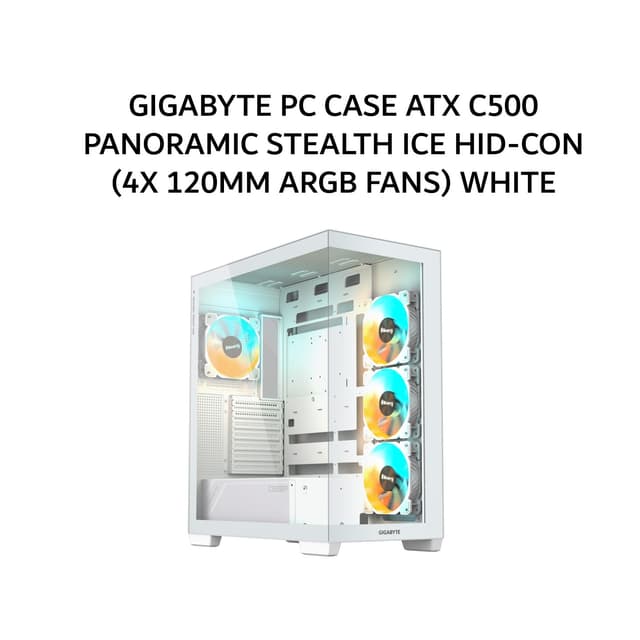 GIGABYTE PC CASE ATX C500 PANORAMIC STEALTH ICE HID-CON (4X 120MM ARGB FANS) WHITE 2Y