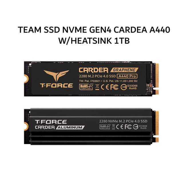 TEAM SSD NVME GEN4 CARDEA A440 W/HEATSINK 1TB PCIE 4.0 M.2 2280 5Y - UP TO 7000 MB/S