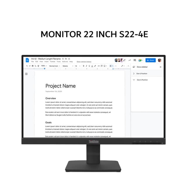 LENOVO MONITOR 22 INCH S22-4E IPS FHD 1080P 4MS 100HZ BLACK 3Y (BUNDLE PC DESKTOP)