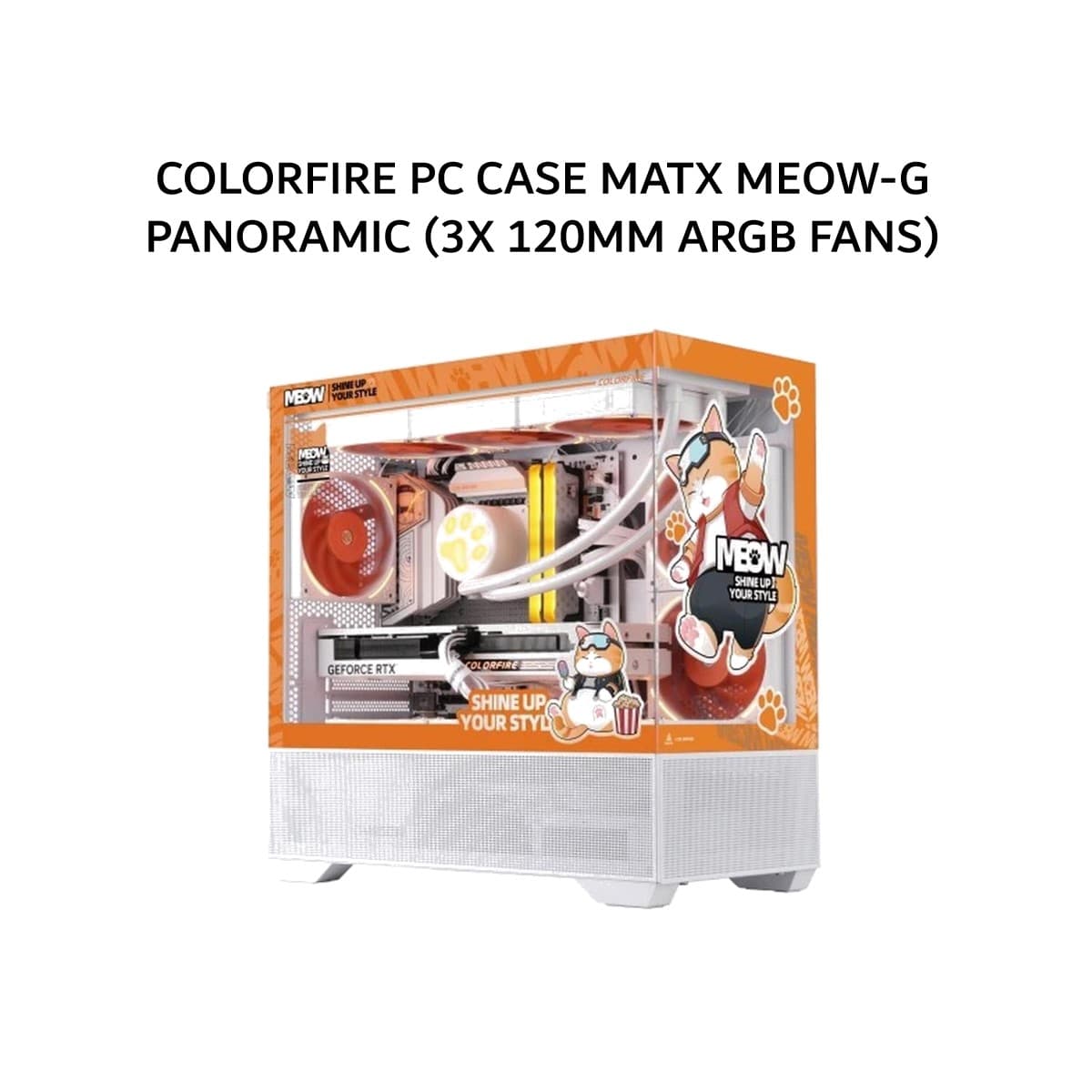 COLORFIRE PC CASE MATX MEOW-G PANORAMIC (3X 120MM ARGB FANS)