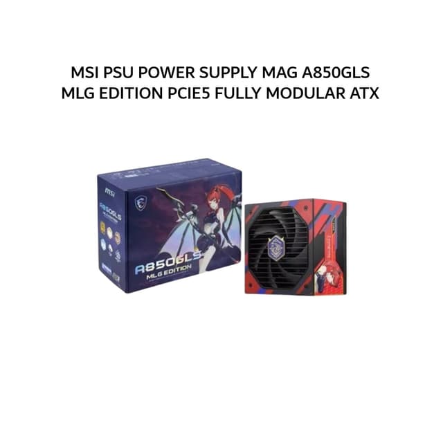 MSI PSU POWER SUPPLY MAG A850GLS MLG EDITION PCIE5 (80+ GOLD) FULLY MODULAR ATX 3.1 PCIE 5.1 BLACK 7Y