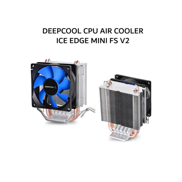 DEEPCOOL CPU AIR COOLER ICE EDGE MINI FS V2 (1X 80MM BLUE FAN + 2 HEATPIPES) BLACK 1Y