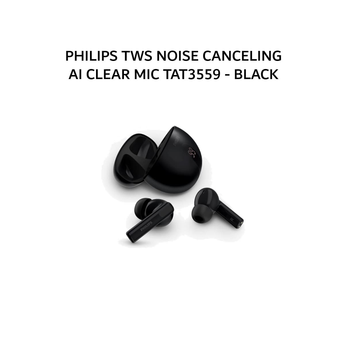 PHILIPS TWS NOISE CANCELING AI CLEAR MIC TAT3559/TAT 3559 - BLACK