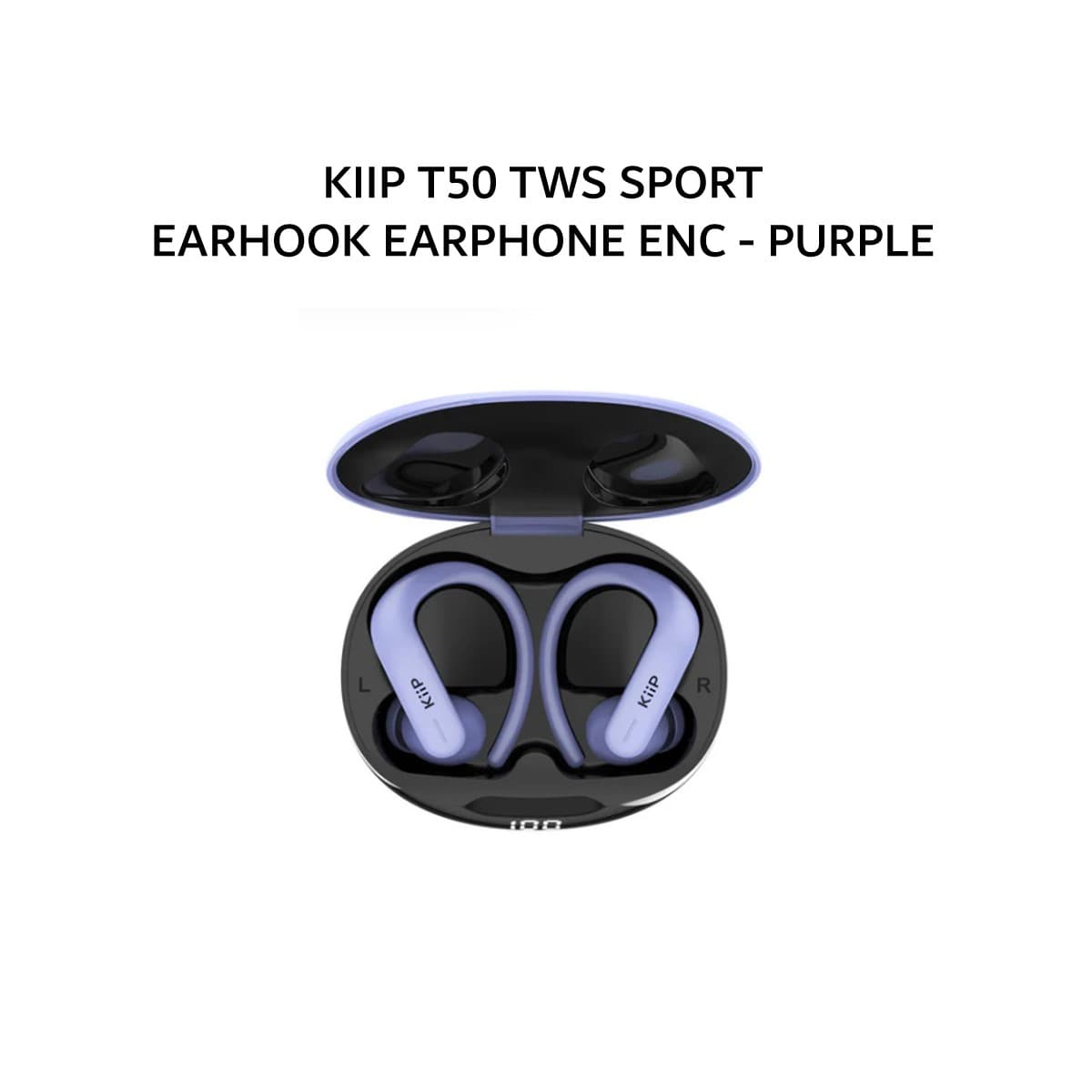 KIIP T50 TWS SPORT EARHOOK EARPHONE ENC - PURPLE
