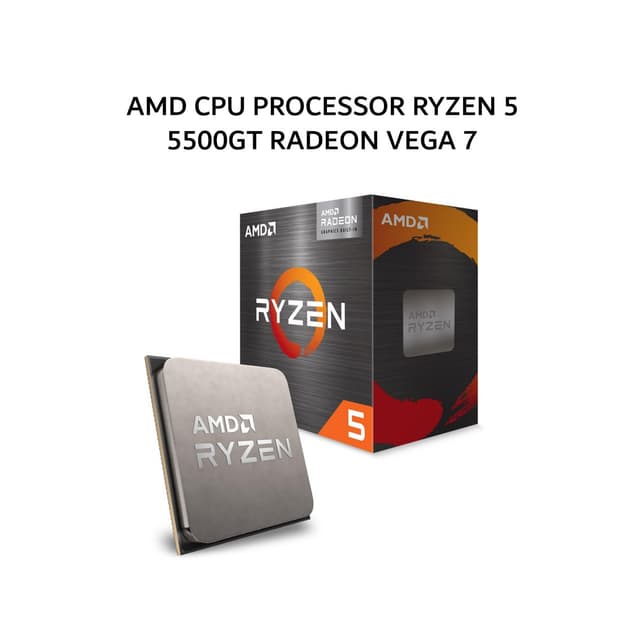 AMD CPU PROCESSOR RYZEN 5 5500GT RADEON VEGA 7 (6C/12T + 3.6-4.6GHZ + WRAITH STEALTH COOLER) 16MB CACHE TDP 65W AM4 3Y