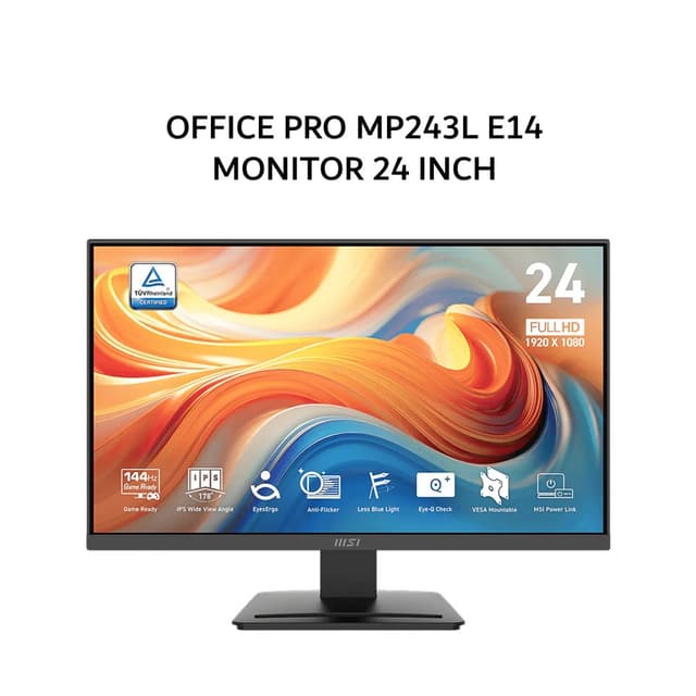 MSI MONITOR 24 INCH OFFICE PRO MP243L E14 IPS FHD 1080P 1MS 144HZ HDR READY HDMI+VGA 3Y