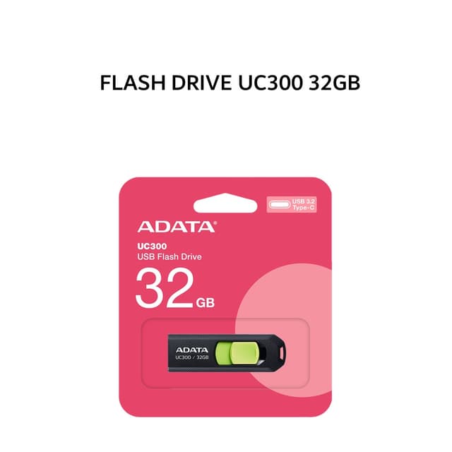 ADATA FLASH DRIVE UC300 32GB USB 3.2 BLACK GREEN