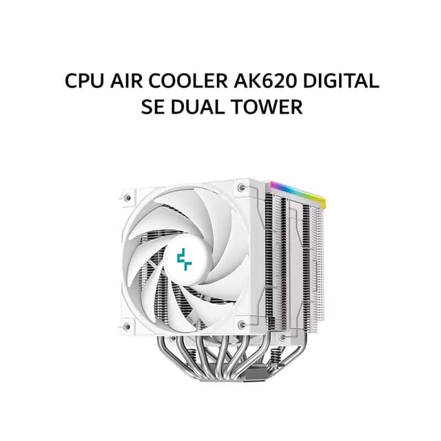 DEEPCOOL CPU AIR COOLER AK620 DIGITAL SE DUAL TOWER (2X 120MM WHITE FANS + 6 HEATPIPES + DIGITAL DISPLAY) WHITE 3Y