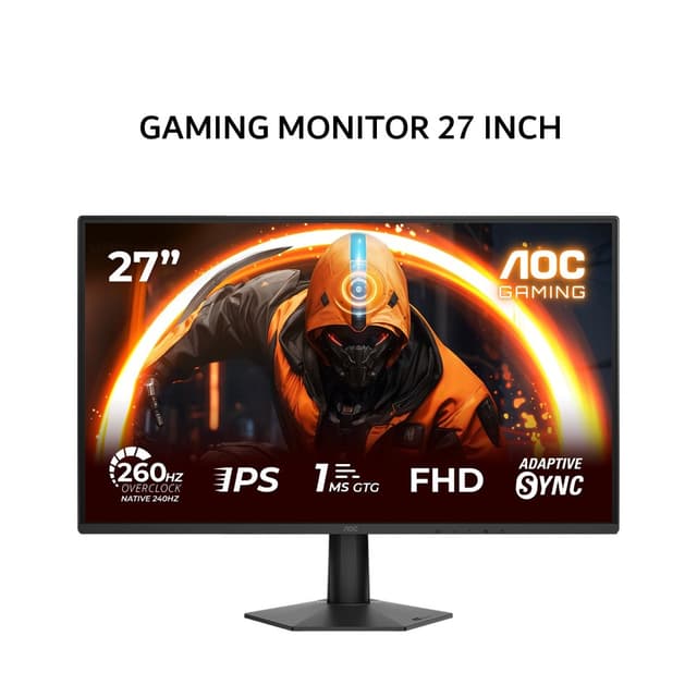 AOC GAMING MONITOR 27 INCH FAST IPS FHD 1080P 0.3MS 260HZ OC 27G50Z HDMI+DP 3-SIDED FRAMELESS TILT 3Y ON SITE