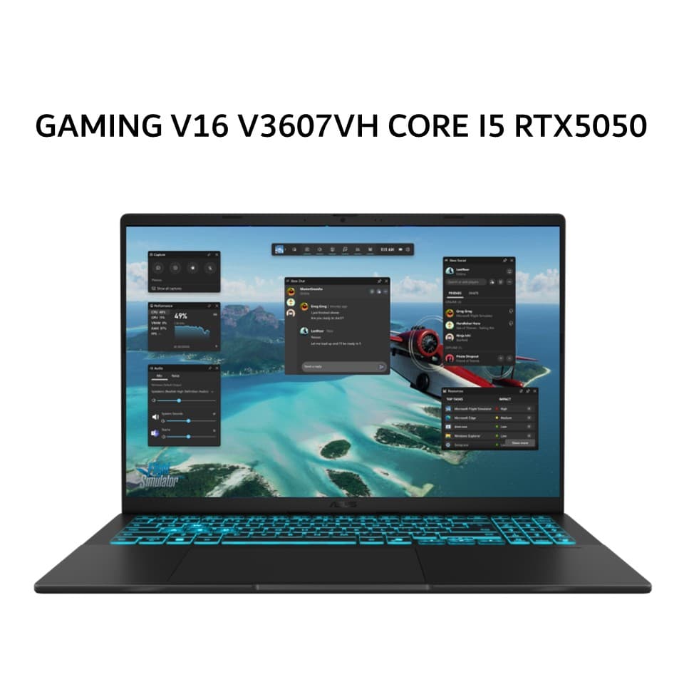 ASUS GAMING V16 V3607VH CORE I5 210H RTX5050 8GB/ 16GB 512GB W11+OHS+M365B 16.0WUXGA 144HZ BLK -I5N55B6T-HM