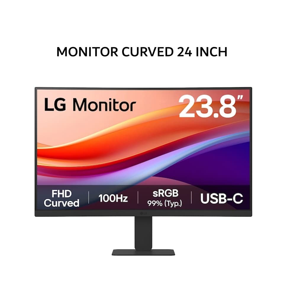 LG MONITOR CURVED 24 INCH 24U421A-B VA FHD 1080P 5MS 100HZ USB-C BLACK 3Y