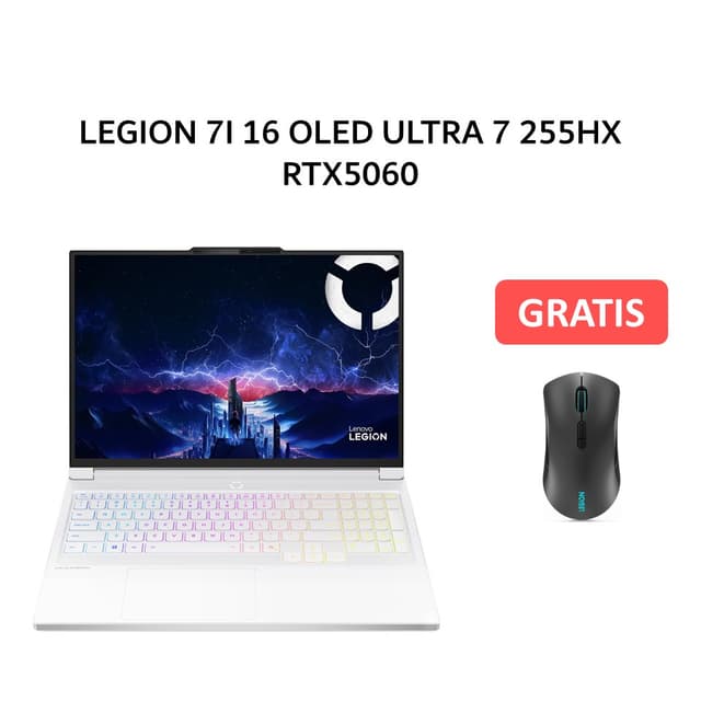 LENOVO LEGION 7I 16 OLED ULTRA 7 255HX RTX5060 8GB/ 32GB 1TB W11+OHS+M365B 16.0WQXGA 165HZ PKRGB 3Y+3ADP WHITE -6AID