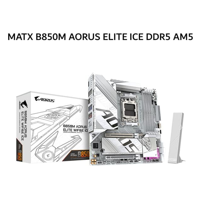 GIGABYTE MOTHERBOARD MATX B850M AORUS ELITE WIFI6E ICE DDR5 AM5 /AMD 3Y