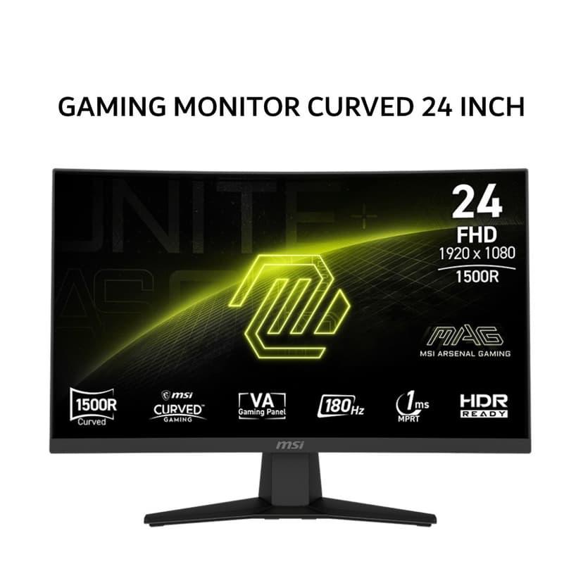 MSI GAMING MONITOR CURVED 24 INCH MAG 244C / MAG244C 1500R VA FHD 1080P 1MS 180HZ 3Y