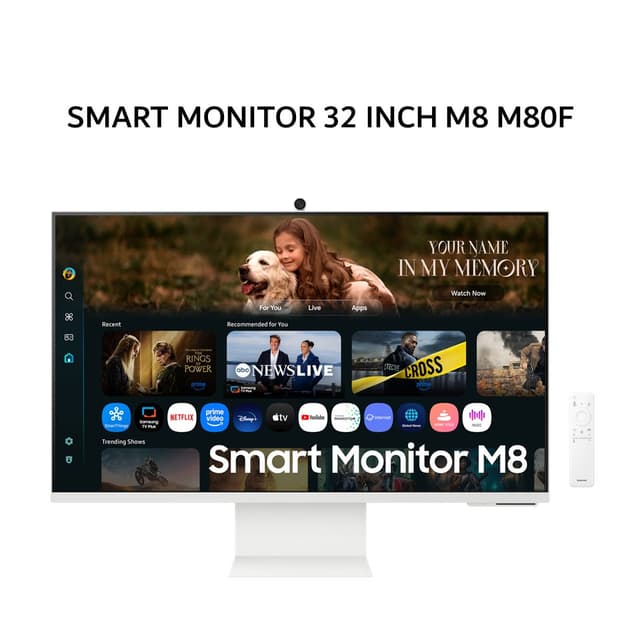 SAMSUNG SMART MONITOR 32 INCH M8 M80F VA UHD 4K 2160P 4MS 60HZ HDR10/HRD10+ CERTIFIED ERGONOMIC + SPEAKER 3Y