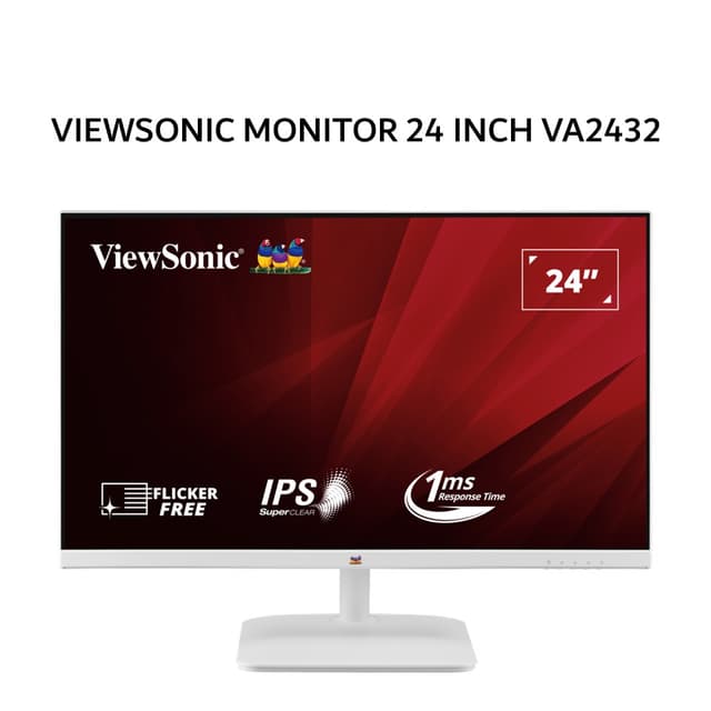 VIEWSONIC MONITOR 24 INCH VA2432-H-W IPS FHD 1080P 1MS 100HZ FRAMELESS WHITE 3Y